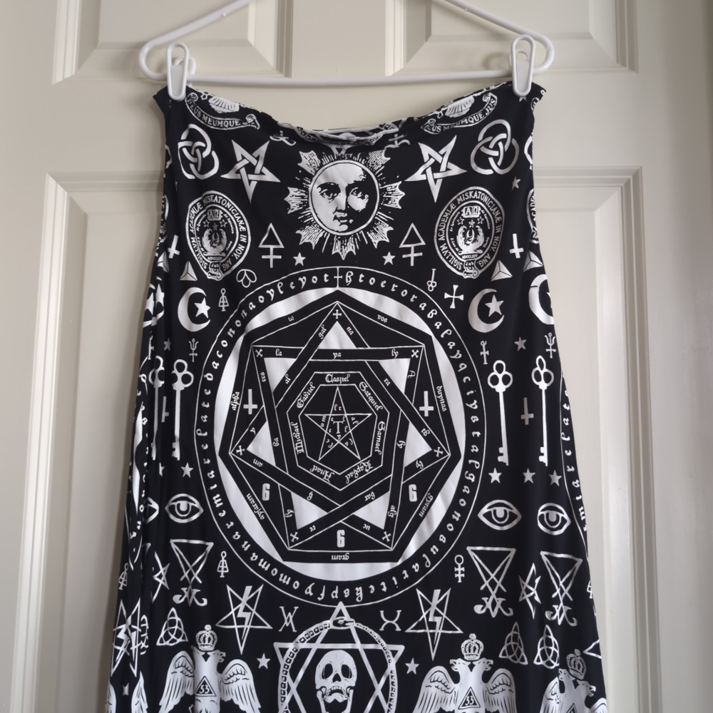 Black and white Killstar occult symbolism maxi tube dress - Picture 2 of 9